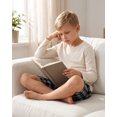 thumbnail image 2 of Pogiun Boys Pajama Shorts Soft Micro Fleece PJ Bottoms for Kids Printed Plaid Design Boy's Sleepwear Black/Gray 6-8y, 2 of 7