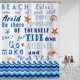 thumbnail image 1 of Cortina de ducha de playa azul de 182 x 182 cm, con temática náutica costera, estrellas de mar, conchas marinas, olas, citas inspiradoras, para decoración de baño, tela de poliéster impermeable con, 1 of 6