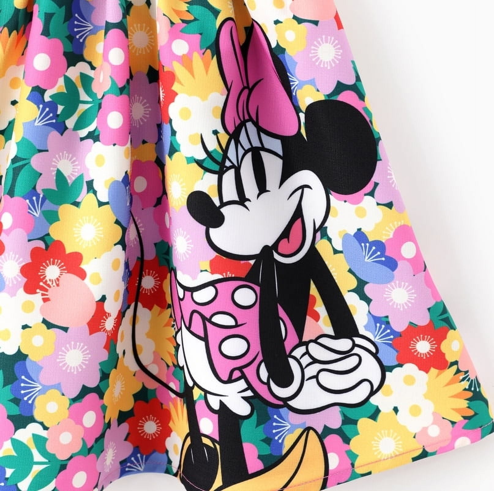 Disney Toddler Girls Dresses Minnie Mouse Graphic Cute Flower Bow Suspender Smocked Dress Size 3T