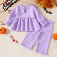 thumbnail image 5 of Gibobby Toddler Girl Outfits Fall Cartoon Print Childrens Clothes Girls 0-12 Months 2t 3t 4t Oversize Streetwear Clothing Set for Girls(12-18 Months,Purple), 5 of 9