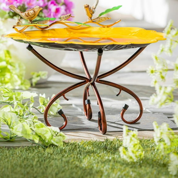 Metal Copper Convertible Bird Bath Stand