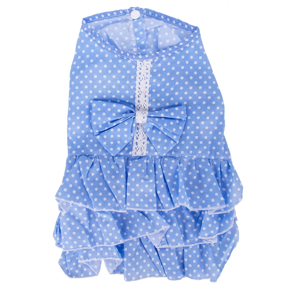 CUECUEPET Blue with White Polka Dots Casual Everyday Dress for Female / Girl Dogs and Puppies [Multiple Sizes Available]