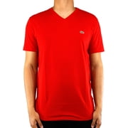 Lacoste Solid V-Neck Prima-Cotton Red T-Shirt