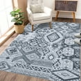 thumbnail image 3 of FairOnly Grey Bohemian Geometric Low Pile 5'x7'Area Rug for Living Room Non Slip Stain Resistant Floor Cover for Bedroom Dining Room, 3 of 7