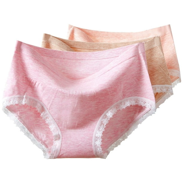 Women Panty Fashion Cotton 3 Pairs Solid Color Mid Waist Underwear Stretch  Panty 