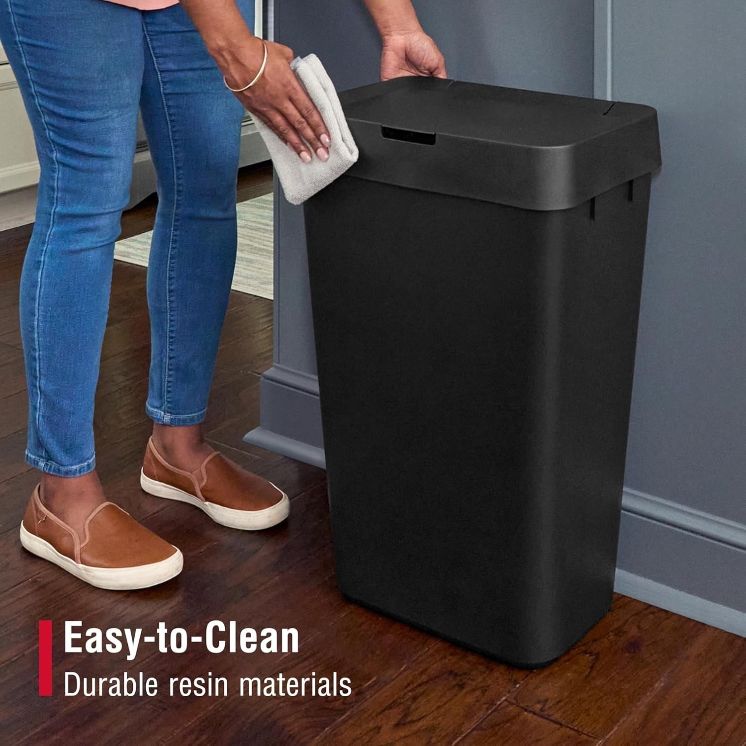 Touch-Top Kitchen Trash Can with Lid, 12.2 Gallon, Black, Garbage Container for Home/Kitchen/Apartment/Garage