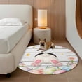 thumbnail image 2 of Easter Round Area Rug 4Ft Washable Circle Rugs for Bedroom Dining Room, Spring Bunny Feet Eggs Floral Herb Wooden Plank Non-Slip Carpet Floor Mats Indoor Outdoor Carpet Runner Aesthetic Home Decor, 2 of 8