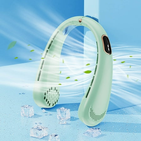 

USB Portable Neck Hanging Fan Cold Fan Handheld Rechargeable Mute Sports Fan 5-Speed Adjutable Neckband Leafless Fan For Home Office Outdoors