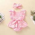 thumbnail image 4 of Summer Saving! Yievot Summer Newborn Baby Girl Bodysuit Romper Clothes Vintage Cute Flower Printed Sleeveless Infant Baby Girl Jumpsuit+Headbands 2Pcs Set On Clearance 3-18 Months, 4 of 7