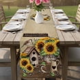 thumbnail image 4 of Farmhouse Sunflowers Table Runner - 72 Inch Long Western Star Vintage Sparrows Cotton and Linen Blended Dress Scarves Farmhouse Table Runner for Kitchen Dining, Coffee Table, 13" x 72", 4 of 8