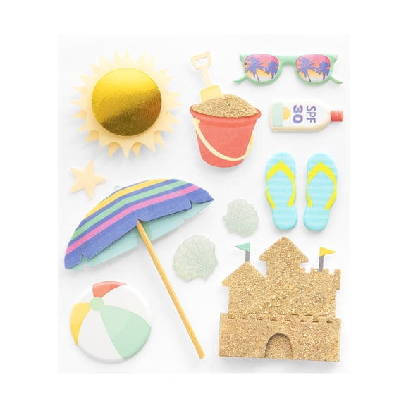 12 Pack: Sandcastle Puffy 3D Stickers by Recollections