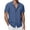Blue, variant on Men's Cotton Linen Dress Shirt Spread Collar Short Sleeve Loose Fit Solid Color Beach Casual Top