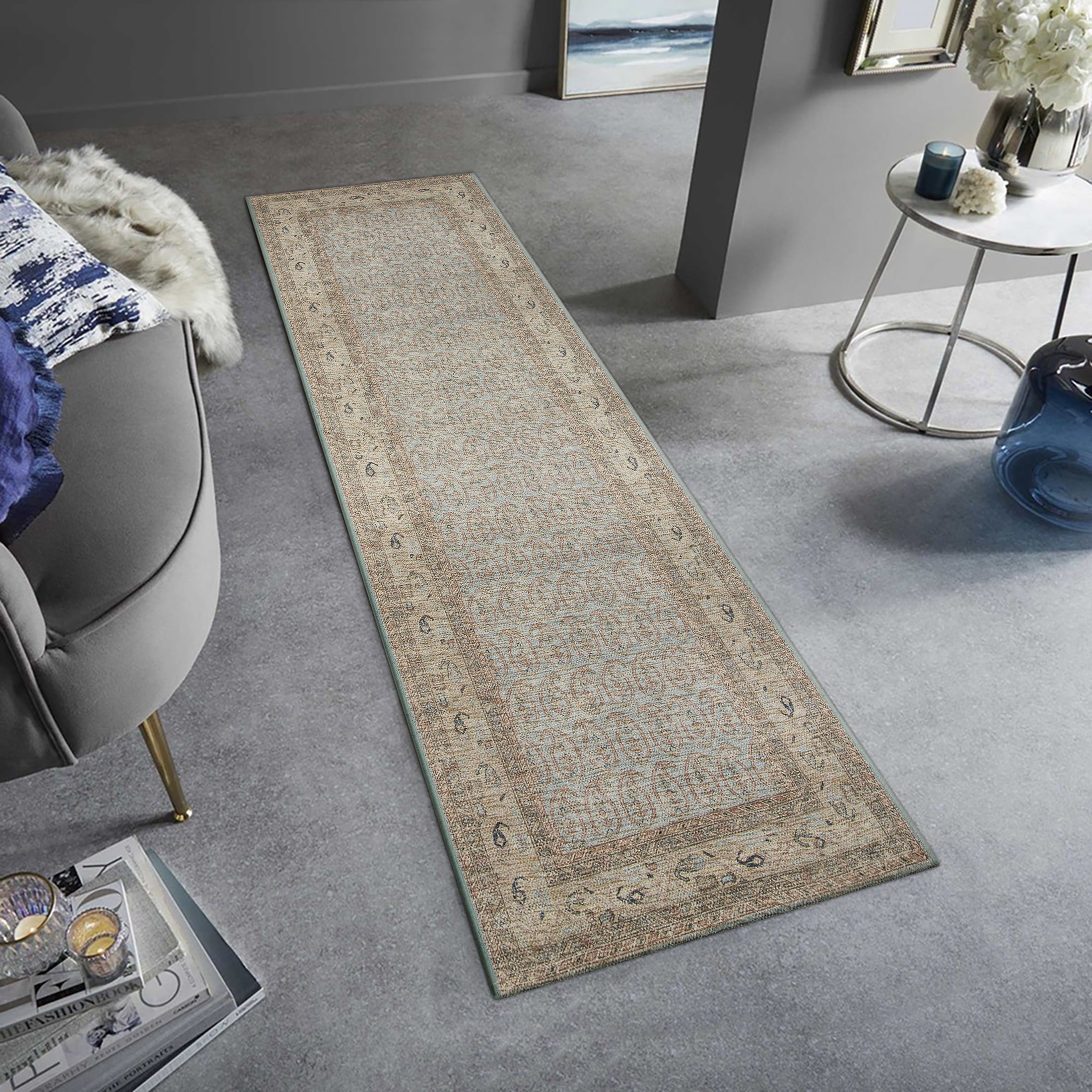 Better Homes & Gardens Blue Paisley Indoor 2.5' x 7' Runner Rug