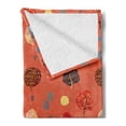 thumbnail image 2 of Childish Soft Flannel Fleece Blanket, Bear Holding Umbrella in a Rainy Autumn Forest Fall Trees Doodle, Cozy Plush for Indoor and Outdoor Use, 50" x 60", Burnt Sienna and Multicolor, by Ambesonne, 2 of 5