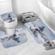 thumbnail image 2 of Taysta 4 piezas Country Sweet Snowman con sombrero bufanda juegos de cortinas de ducha alfombra antideslizante, cubierta de tapa de inodoro, alfombra de baño, Feliz Navidad gris azul impermeable Fab,1 Afortunado Sencillez, 2 of 5