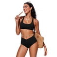 thumbnail image 3 of Bombacha de Bikini CRZ YOGA Cintura Alta con Corte en V Negra Mediana, 3 of 5