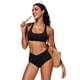 thumbnail image 3 of Parte inferior de bikini CRZ YOGA de tiro alto con corte en V, negro, talla L, 3 of 5