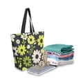 thumbnail image 2 of FORMRS Womens Canvas Tote Bag with Zipper Inner Pocket Shoulder Handbag, Green Flower Pattern, 2 of 7