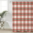 thumbnail image 2 of Hokiten Shower Curtain, Red Lattice, Fabric Shower Curtains for Bathroom, Vintage Winter Christmas Country Rustic Plaid Bath Curtain Waterproof Bathtub Curtains with 12 Hooks, Extra Long 72" x 96", 2 of 7
