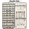 MISSLO Hanging Jewelry Organizer 40 Pockets Closet Necklace and Earring Holder with Rotating Hanger Storage Bag, Beige