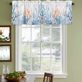 thumbnail image 3 of Coastal Coral Curtain Valances for Windows, Kitchen Valance Window Treatments Panel 2 Pack, Blue Ocean Starfish Seagrass Watercolor Rod Pocket Short Curtains for Bathroom Bedroom 60 x 18 Inch, 3 of 8