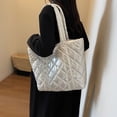 thumbnail image 4 of Bolso Acolchado Con Entramado Diamantes para Mujer Bolso Invierno Ocio para Niña Gran Capacidad (Beige), 4 of 9
