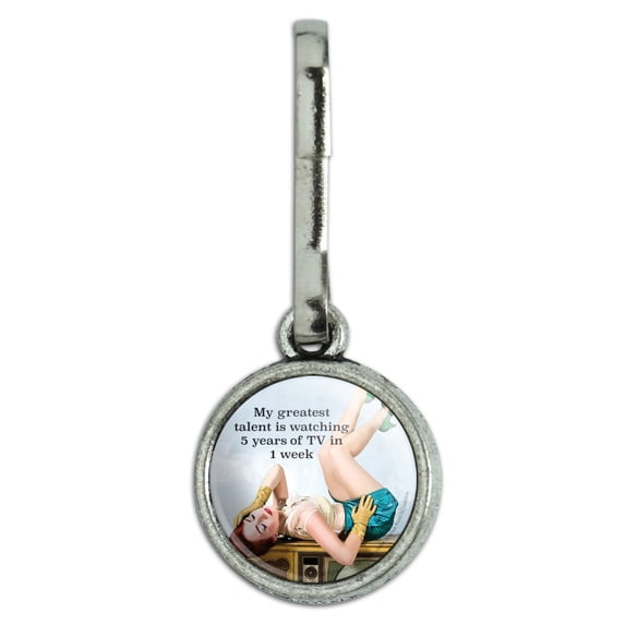 Greatest Talent Watching 5 Years TV in 1 Week Funny Humor Antiqued Charm Clothes Purse Suitcase Backpack Zipper Pull Aid