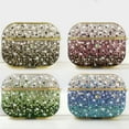 thumbnail image 3 of ELEHOLD For Airpods 4th Gen Shocproof Case Rhinestone Glitter Gradiant Full Body Protection Plating Rugged Cover for Women, Gift, Purple, 3 of 9