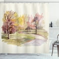 thumbnail image 1 of Ambesonne Fall Shower Curtain, Watercolor Trees and Road, 69"Wx84"L, Multicolor, 1 of 3
