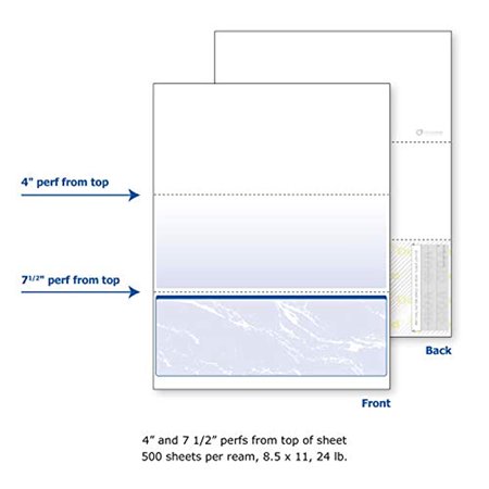 DocuGard Standard Blue Marble Bottom Check, 24 Pound, 8.5 x 11 Inches, 500 Sheets (04517)