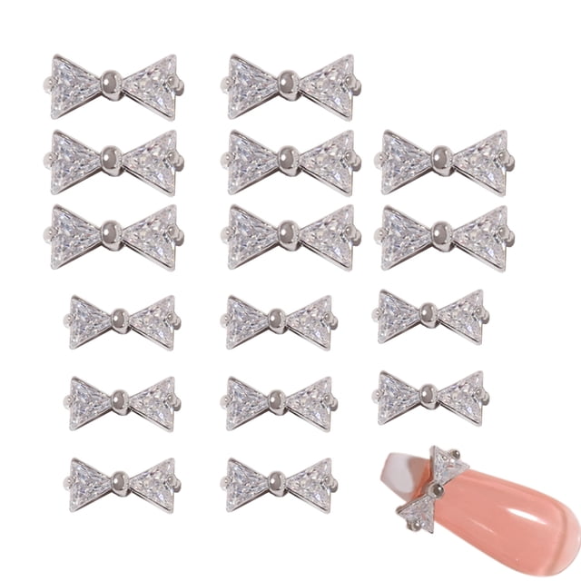 16 piezas de lazos de uñas con diamantes de imitación, decoración acrílica con diamantes de imitación