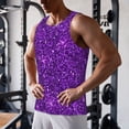 thumbnail image 5 of Lsque Purple Glitter Pattern Mens Tank Tops Muscle Athletic Quick Dry Sleeveless Workout Fitness T Shirts Beach Tank Top, Loose-fit Sleeveless Shirt for Men-3X-Large, 5 of 7