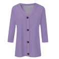 thumbnail image 6 of Delayuji Women's Long Sleeve Cardigan Button Down Solid Color Fashion Casual 3/4 Sleeves Cardigans Sweater For Women, 6 of 7