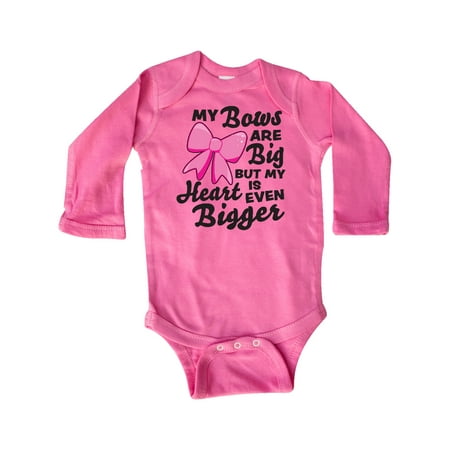 

Inktastic My Bows are Big But My Heart is Even Bigger Gift Baby Boy or Baby Girl Long Sleeve Bodysuit
