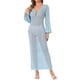 thumbnail image 2 of INSPIRAR CHIC Vestido de baño de manga larga con escote en V y huecos, cubre baño de playa de ganchillo maxi L Azul, 2 of 6