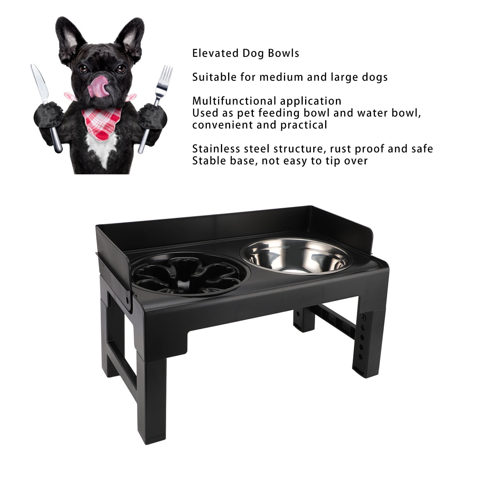 Raised Dog Food Bowls, High Baffle Stable Base Dog Feeding Bowl Reduced Neck Pressure Adjustable  For Home