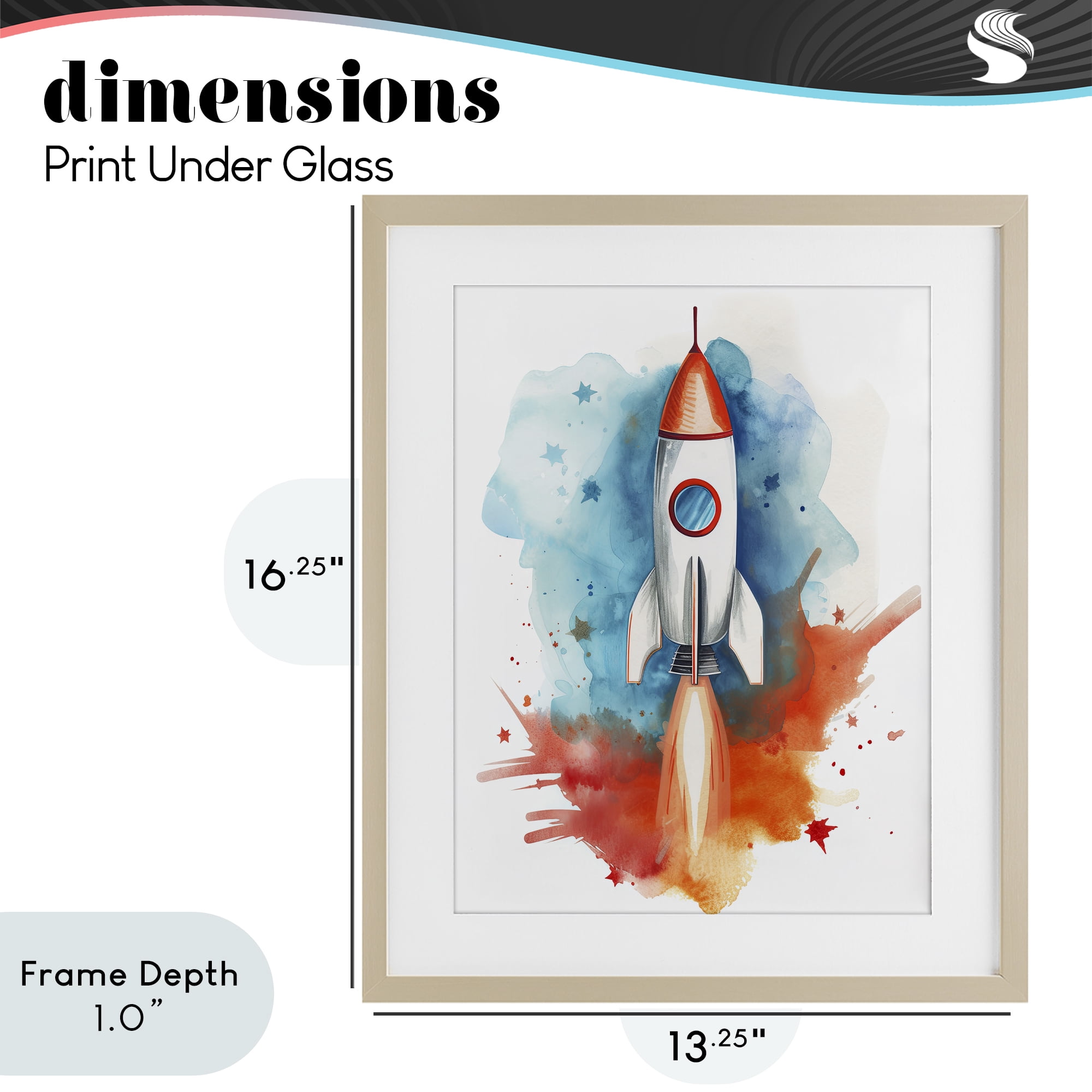 Stupell Industries Rocket Launch Adventure Birch Framed Print Under Glass, design by Ray Powers