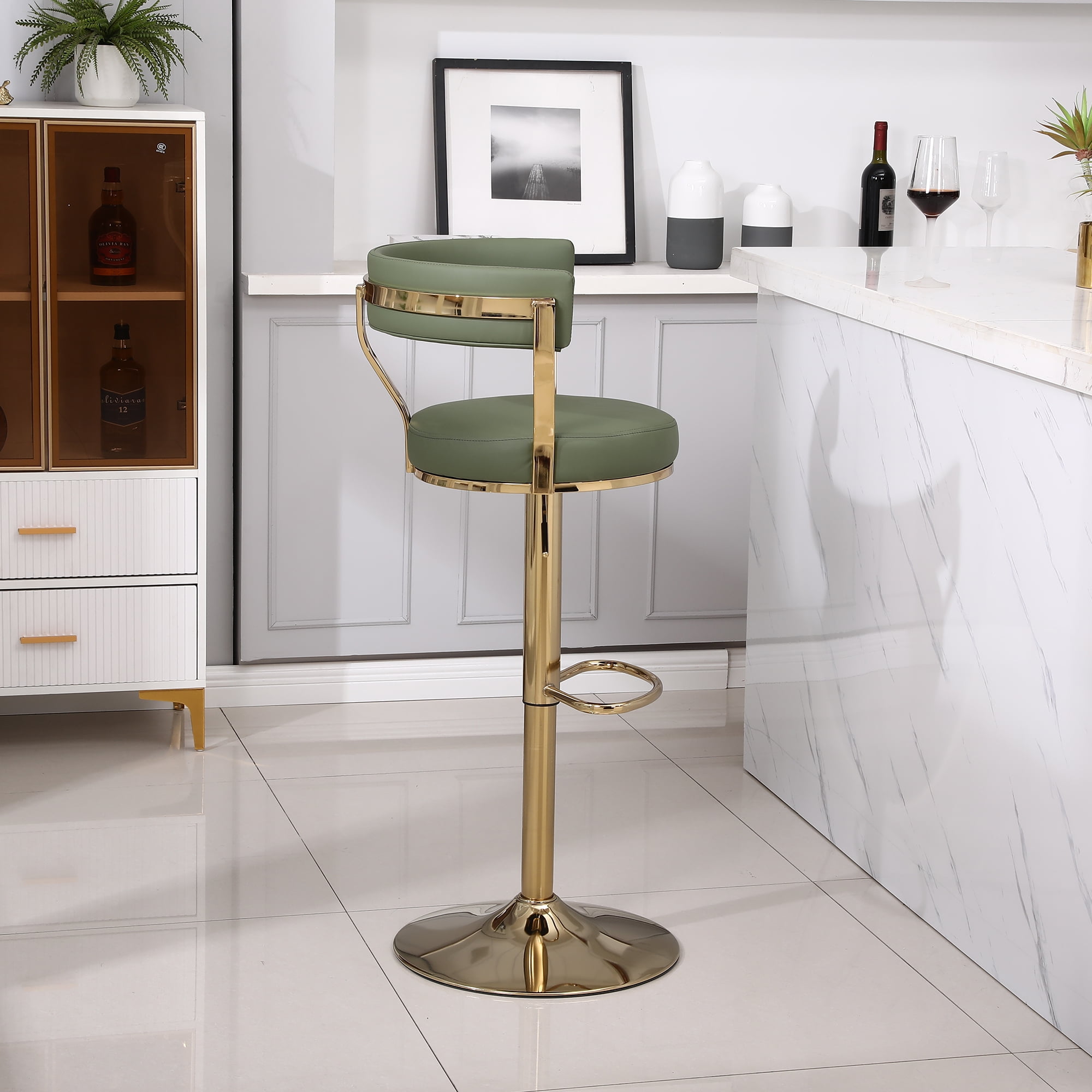 Kadyn Adjustable Counter Height Swivel Barstools with Back and Footrest for Home, Avocado, 1PCS Kadyn Adjustable Counter Height Swivel Barstools with Back and Footrest for Home, Avocado, 1PCS