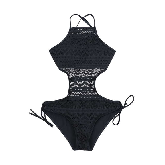 Wxolcjlv Women's One-Piece Swimsuit High Waisted Knitted Hollow Backless Camisole Bikini Style Swim Suits
