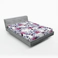 thumbnail image 2 of Ambesonne Floral Aquarelle Fitted Sheet, Winter Flowers Art, Full Size, Dark Lavender Pale Ruby, 2 of 5