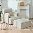 thumbnail image 5 of Modern Oversized Accent Chair with Storage Ottoman in Fabric, Living Room Chair for Relaxation & Style,Beige+Grey, 5 of 13