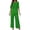 Green, variant on Women's 2 Piece Outfit, Asymmetric Hem Short Sleeve Top and High Waist Wide Leg Pants Set, Casual Matching Sets, Summer Outfits for Women, Vacation and Travel Outfit-Black