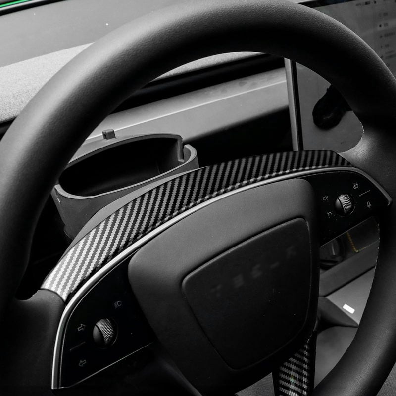For Tesal Model Y Juniper 2025 Model 3 Highland 2024 Carbon Fibre Car Steering Wheel Cover Sticker Above Steering Wheel Decorati