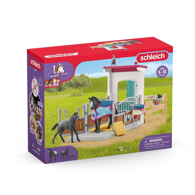 Schleich Horse Club Horse Stall Playset With Lusitano Horse Figure - 12pc Realistic Horse Toy For Kids Ages 5-12