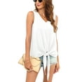 thumbnail image 3 of Uvplove Womens Tie Front Chiffon Blouses V Neck for women Sleeveless Summer Tops Shirts,US Size,White,Small, 3 of 10
