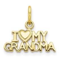Diamond2Deal 10k Yellow Gold I LOVE MY GRANDMA Charm Pendant for Women (L- 0.52 inch, W-0.63 inch)