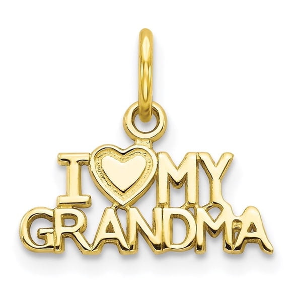 Diamond2Deal 10k Yellow Gold I LOVE MY GRANDMA Charm Pendant for Women (L- 0.52 inch, W-0.63 inch)