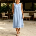 thumbnail image 4 of Bxsruta Womens Casual Dress Sleeveless Midi Sundress Loose Summer Beach Dresses with Pockets, 4 of 6