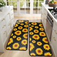 thumbnail image 4 of Kitchen Rugs Sets Of 2,Black Sunflower Pattern Anti Fatigue Kitchen Mat Rugs Non Slip Washable,Decorative Kitchen Floor Mats for Kitchen,Sink,Laundry,17"x47"+17"x47", 4 of 5