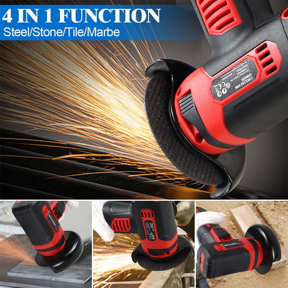 NEWONE Cordless Angle Grinder Kit 12V 19500rpm with 2pcs 1500mAh Battery and 5 Cutting Discs 3 inch Mini Angle Grinder for Cutting Grinding Polishing